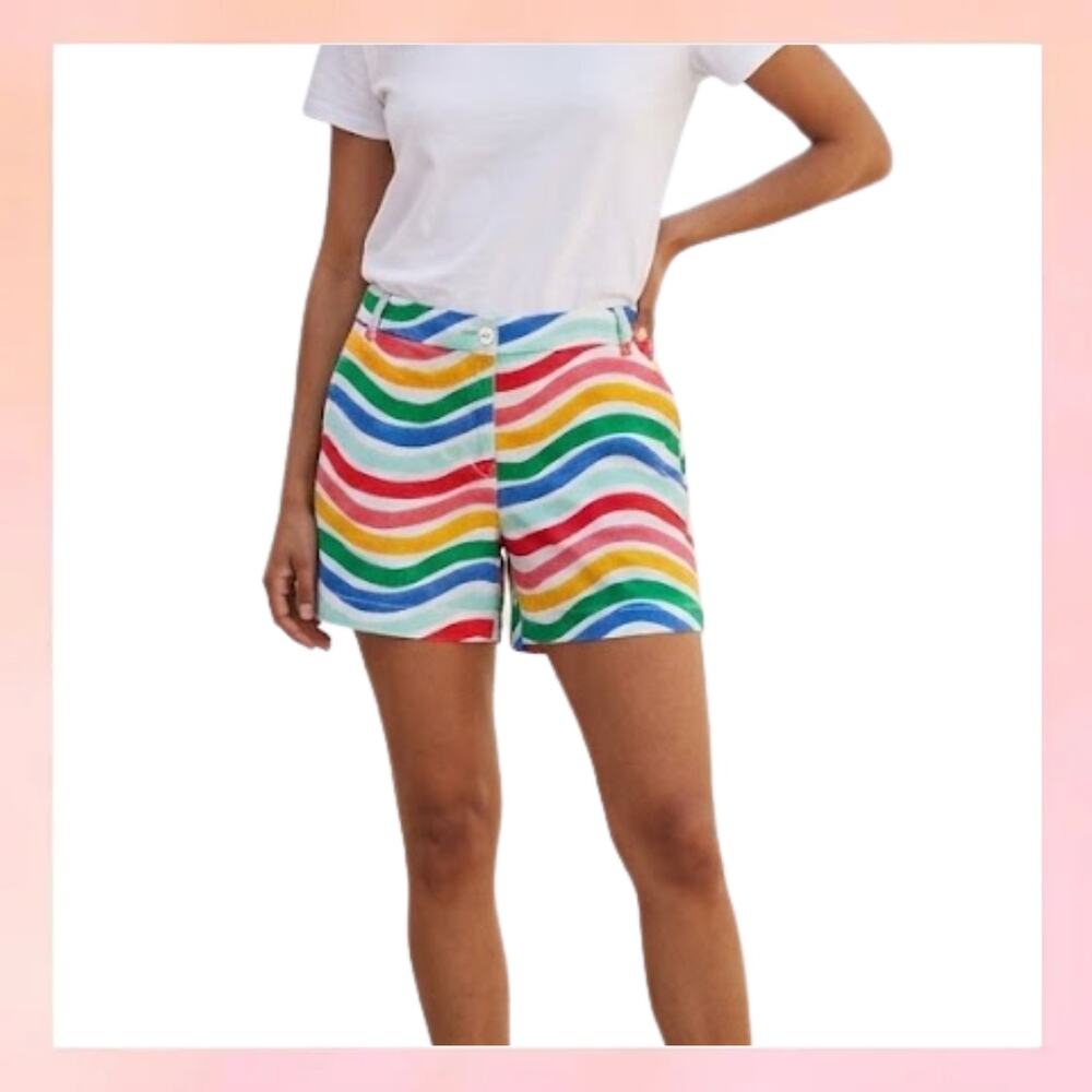Crown & Ivy Multi-Color Rainbow Stripe Chino Shorts Size 12